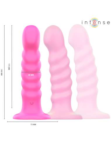 INTENSE - VIBRADOR CINDY TAMANHO L DESIGN ESPIRAL 10 VIBRAÇÕES ROSA CONTROLE REMOTO