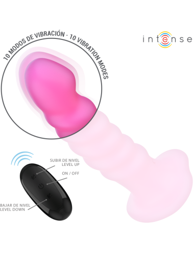 INTENSE - VIBRADOR CINDY TAMANHO L DESIGN ESPIRAL 10 VIBRAÇÕES ROSA CONTROLE REMOTO