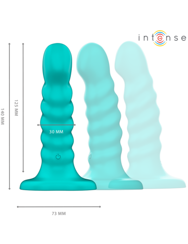 INTENSE - VIBRADOR BUFFY TAMANHO P DESIGN ESPIRAL 10 VIBRAÇÕES CONTROLE REMOTO AZUL