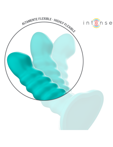 INTENSE - VIBRADOR BUFFY TAMANHO P DESIGN ESPIRAL 10 VIBRAÇÕES CONTROLE REMOTO AZUL