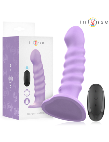 INTENSE - VIBRADOR BRENDA TAMANHO M DESIGN ESPIRAL 10 VIBRAÇÕES ROXO CONTROLE REMOTO
