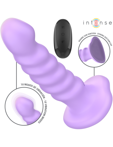 INTENSE - VIBRADOR BRENDA TAMANHO M DESIGN ESPIRAL 10 VIBRAÇÕES ROXO CONTROLE REMOTO