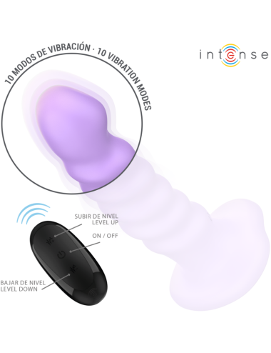 INTENSE - VIBRADOR BRENDA TAMANHO M DESIGN ESPIRAL 10 VIBRAÇÕES ROXO CONTROLE REMOTO