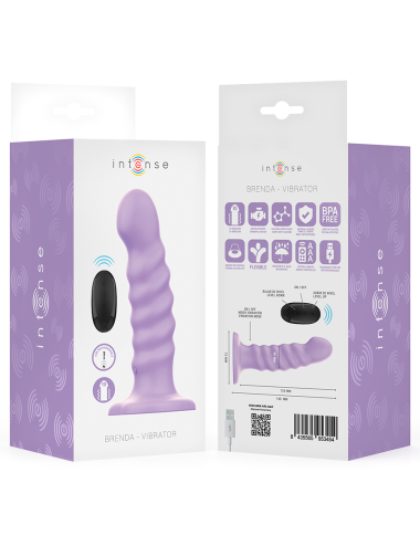 INTENSE - VIBRADOR BRENDA TAMANHO M DESIGN ESPIRAL 10 VIBRAÇÕES ROXO CONTROLE REMOTO