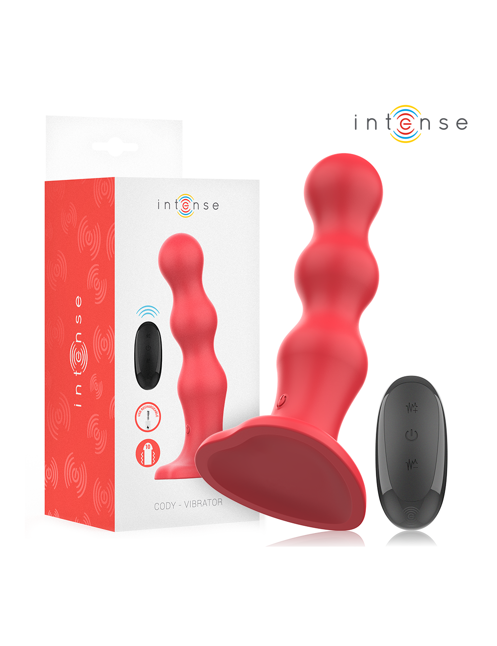 INTENSE - CODY VIBRADOR COM VENTOSA VERMELHO CONTROLE REMOTO