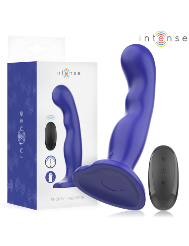 INTENSE - VIBRADOR SHORTY COM VENTOSA AZUL CONTROLE REMOTO