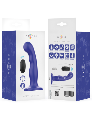 INTENSE - VIBRADOR SHORTY COM VENTOSA AZUL CONTROLE REMOTO