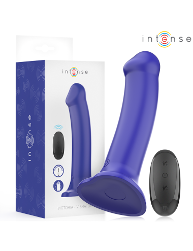INTENSE - VIBRADOR VICTORIA COM VENTOSA 10 VIBRAÇÕES AZUL ESCURO CONTROLE REMOTO