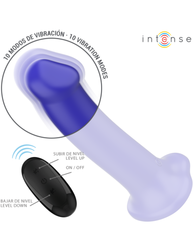 INTENSE - VIBRADOR VICTORIA COM VENTOSA 10 VIBRAÇÕES AZUL ESCURO CONTROLE REMOTO