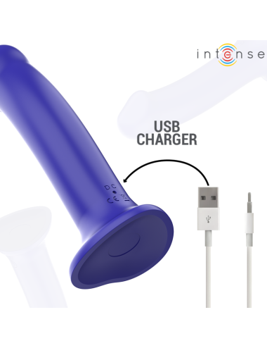 INTENSE - VIBRADOR VICTORIA COM VENTOSA 10 VIBRAÇÕES AZUL ESCURO CONTROLE REMOTO