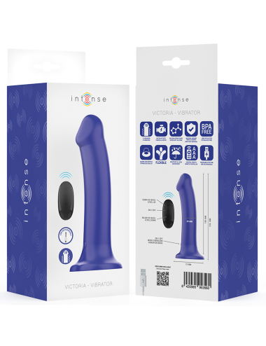 INTENSE - VIBRADOR VICTORIA COM VENTOSA 10 VIBRAÇÕES AZUL ESCURO CONTROLE REMOTO