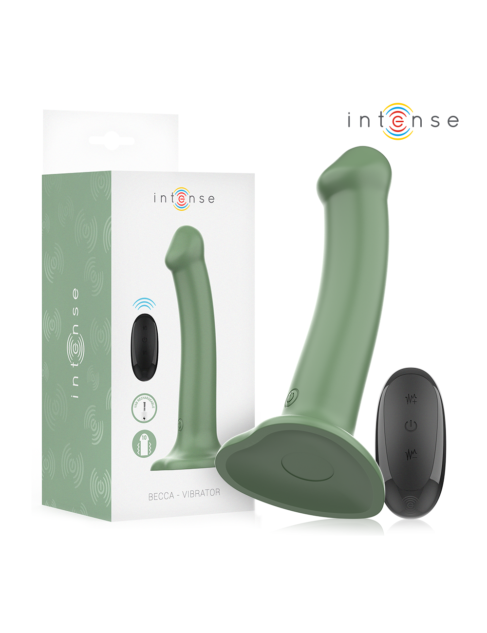 INTENSE - VIBRADOR BECCA COM VENTOSA 10 VIBRAÇÕES VERDE CONTROLE REMOTO