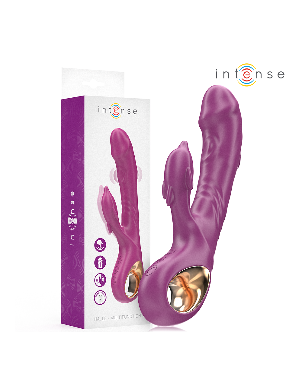 INTENSE - VIBRADOR MULTIFUNCIONAL HALLE COM LÍNGUA ESTIMULANTE DE GOLFINHOS ROXO