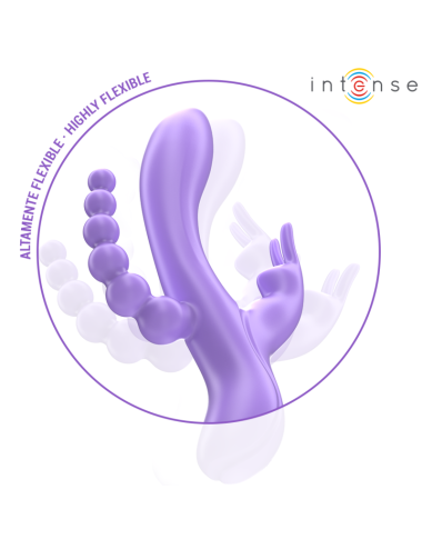 INTENSE - MIKO TRIPLO VIBRADOR COELHO & ESTIMULADOR & ANAL 7 VIBRAÇÕES ROXO