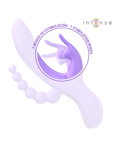 INTENSE - MIKO TRIPLO VIBRADOR COELHO & ESTIMULADOR & ANAL 7 VIBRAÇÕES ROXO