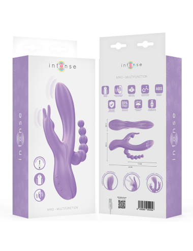 INTENSE - MIKO TRIPLO VIBRADOR COELHO & ESTIMULADOR & ANAL 7 VIBRAÇÕES ROXO