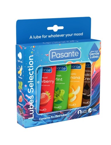 PASANTE - PACK LUBRIFICANTES SABORES SORTIDOS 5 UNIDADES X 15 ML