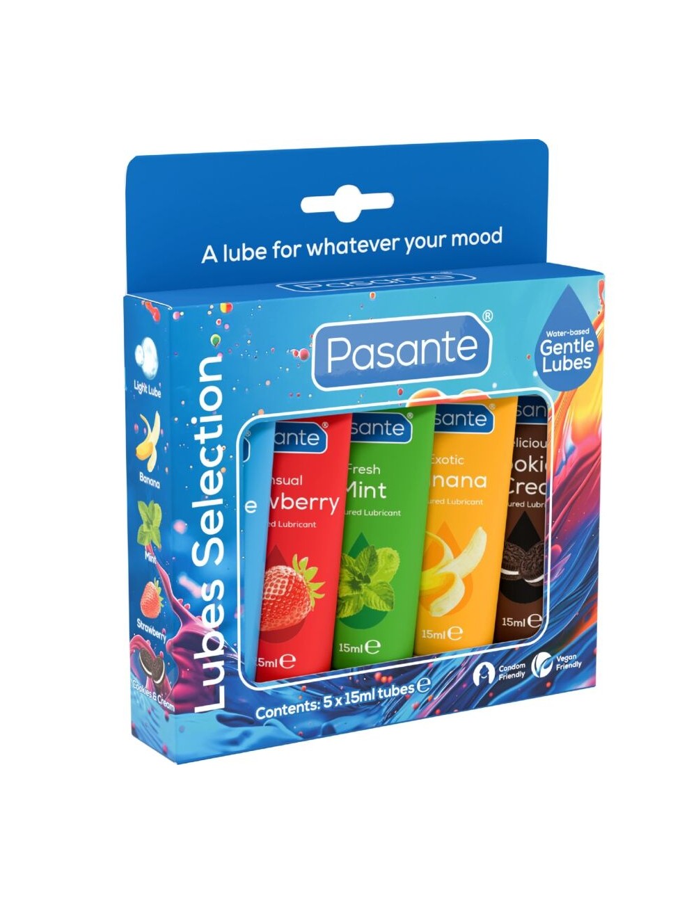 PASANTE - PACK LUBRIFICANTES SABORES SORTIDOS 5 UNIDADES X 15 ML