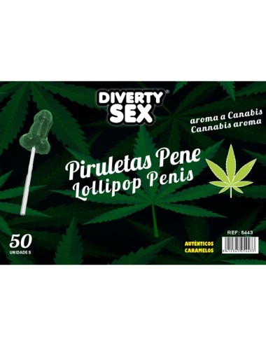 DIABLO GOLOSO - 50 PIRULITOS DE PÊNIS AROMA DE CANNABIS