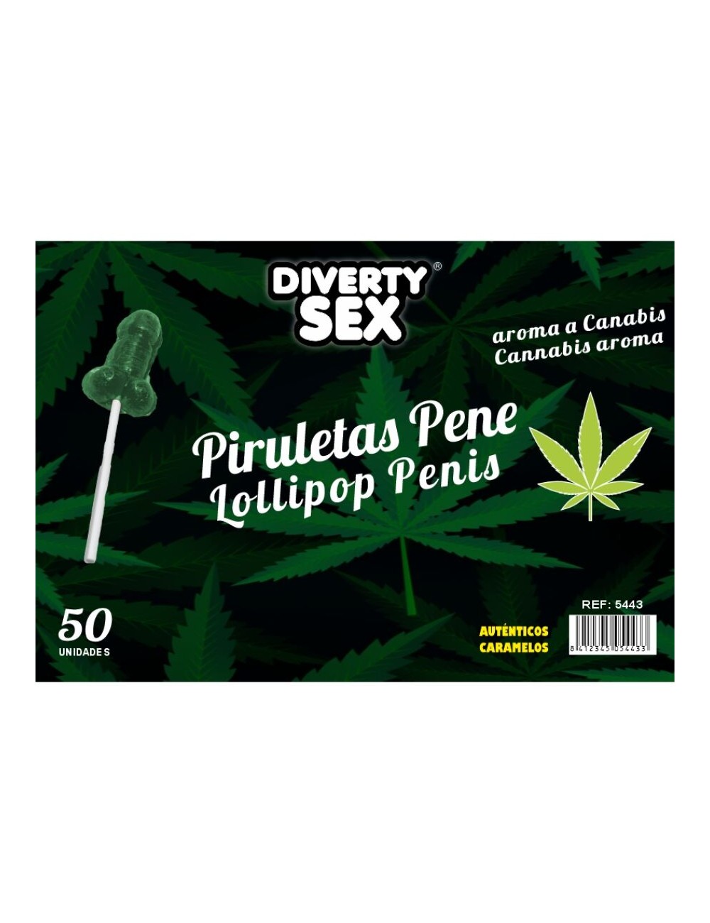 DIABLO GOLOSO - 50 PIRULITOS DE PÊNIS AROMA DE CANNABIS