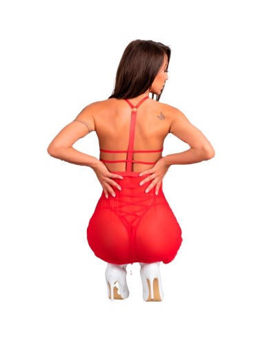 LIVCO CORSETTI FASHION - PAPAI NOEL CANDY LC 90722 CAMISOLA DE NATAL + CALCINHA FIO DENTAL S/M