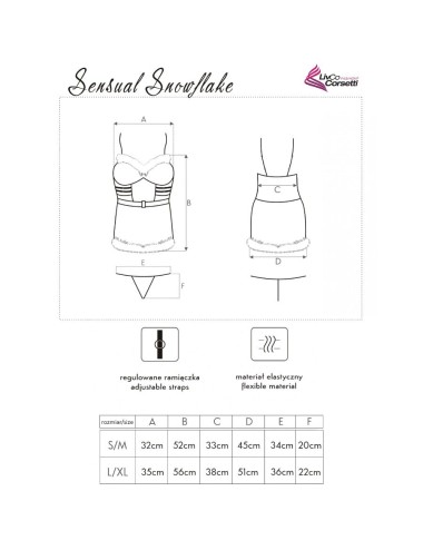 LIVCO CORSETTI FASHION - SENSUAL SNOWFLAKE LC 90603 CAMISOLA DE NATAL + CALCINHA FIO DENTAL + FAIXA DE CABELO L/XL