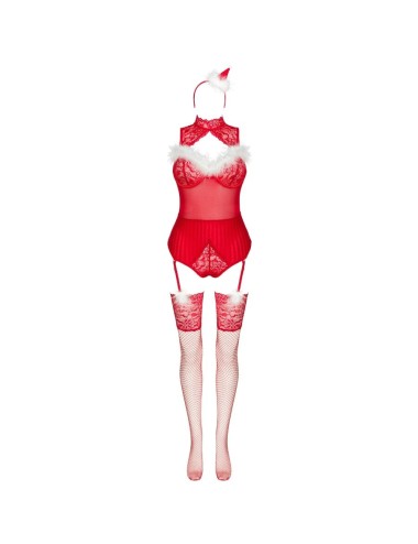 LIVCO CORSETTI FASHION - LIMPID SNOWFLAKES LC 90604 BODY + MEIAS + TIARA DE NATAL TAMANHO S/M