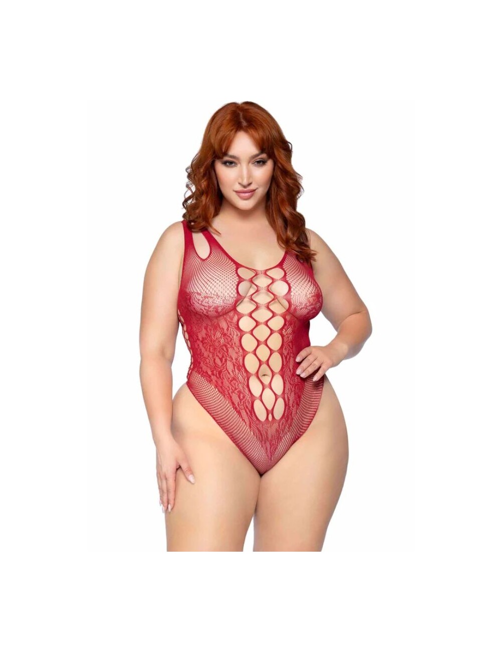 LEG AVENUE - 81641X Body sem costura Borgonha Tamanho 1X/2X