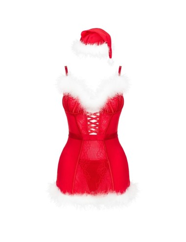 LIVCO CORSETTI FASHION - AGETHE LC 90607 CAMISOLA + CALCINHA FIO DENTAL + CHAPÉU DE NATAL TAMANHO L/XL