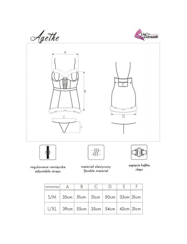 LIVCO CORSETTI FASHION - AGETHE LC 90607 CAMISOLA + CALCINHA FIO DENTAL + CHAPÉU DE NATAL TAMANHO L/XL