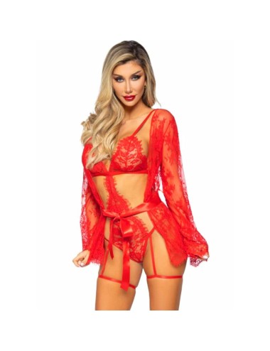 LEG AVENUE - 86123 CONJUNTO DE ROBE COM CALCINHA E LIGA VERMELHO TAMANHO S