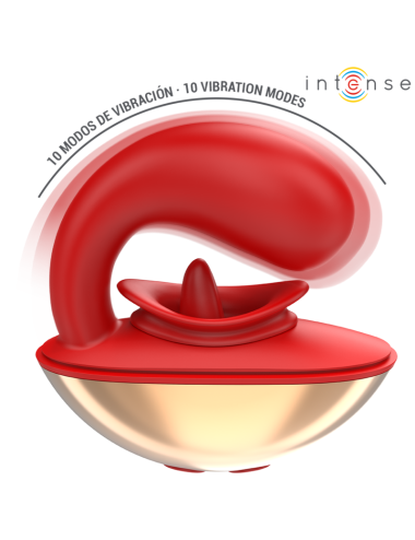 INTENSE - VIBRADOR E ESTIMULADOR MARIAH EM FORMATO U 10 VIBRAÇÕES VERMELHO
