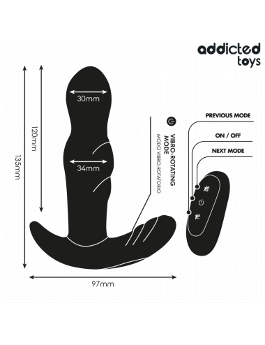 ADDICTED TOYS - PLUG ANAL ROTATIVO E VIBRANTE COM CONTROLE REMOTO