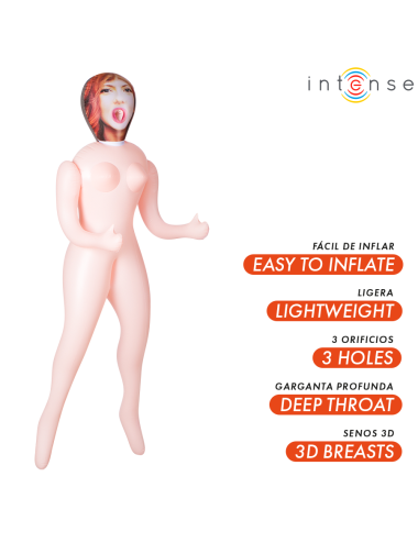 INTENSE DOLLS - BONECA INFLÁVEL SCARLETT COM TRÊS ORIFÍCIOS
