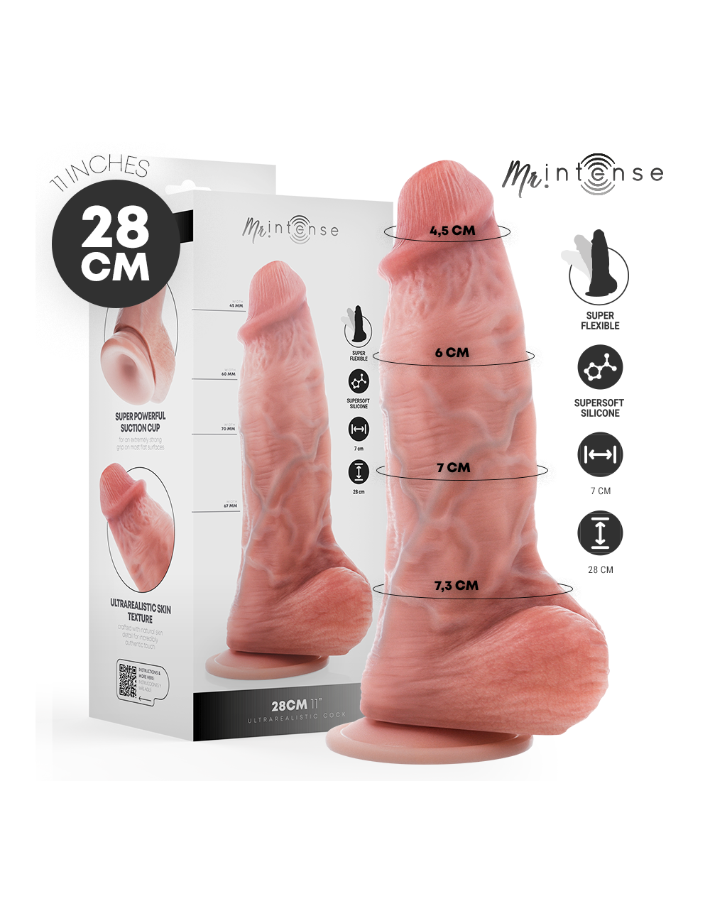 MR INTENSE - DILDO DE SILICONE EXTRAGRANDE SPENCER 28 CM -Ø- 7
