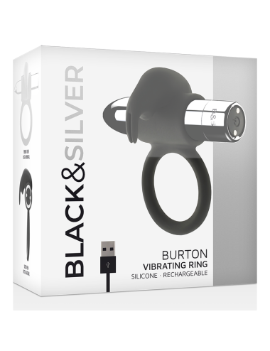 BLACK&SILVER - ANEL RECARREGÁVEL BURTON 10 MODOS DE VIBRAÇÃO