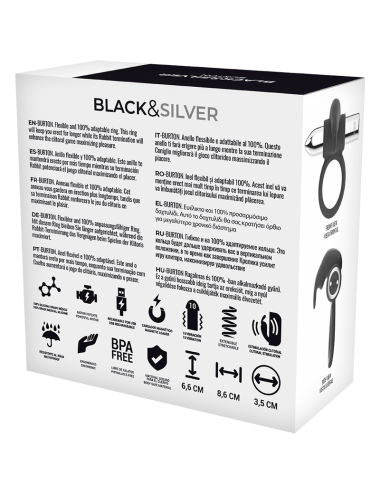 BLACK&SILVER - ANEL RECARREGÁVEL BURTON 10 MODOS DE VIBRAÇÃO