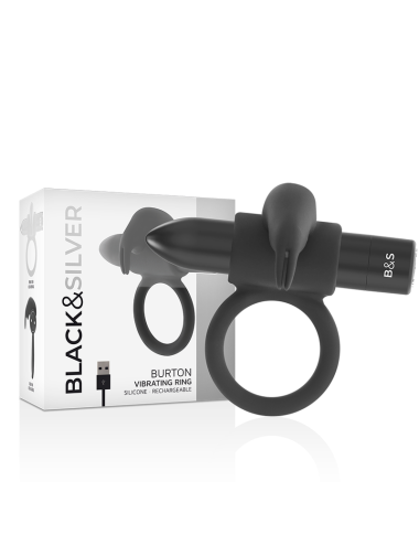 BLACK&SILVER - BURTON RING 10 MODOS DE VIBRAÇÃO PRETO