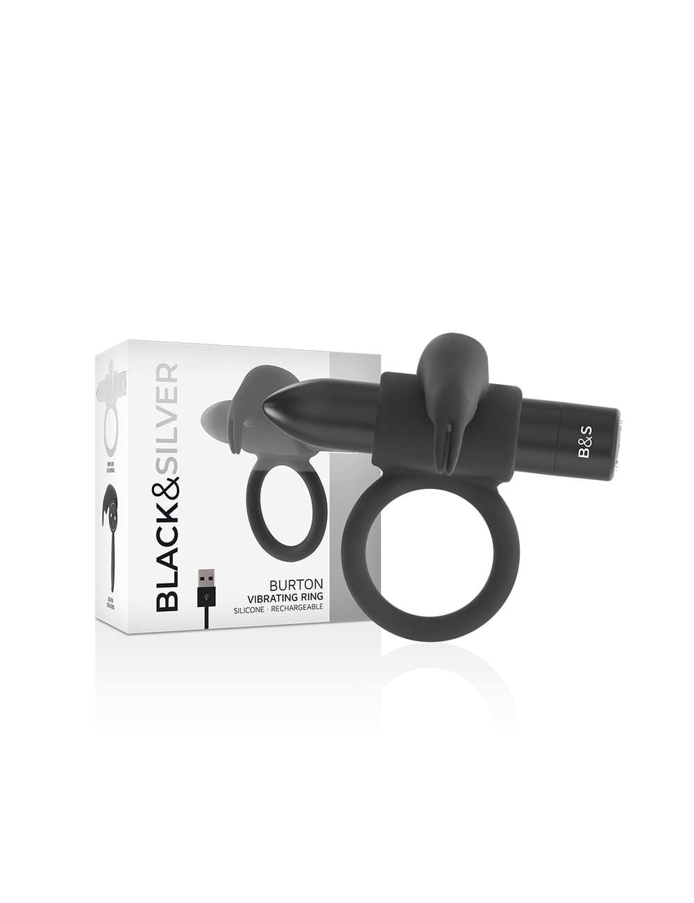 BLACK&SILVER - BURTON RING 10 MODOS DE VIBRAÇÃO PRETO