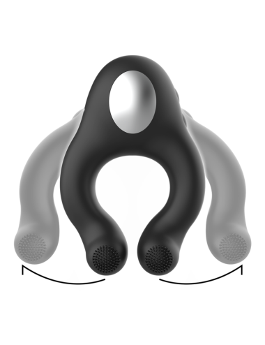 BLACK&SILVER - ANEL VIBRADOR DE SILICONE 3 MOTORES RECARREGÁVEIS PRETO