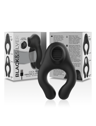 BLACK&SILVER - ANEL VIBRADOR DE SILICONE 3 MOTORES RECARREGÁVEIS PRETO