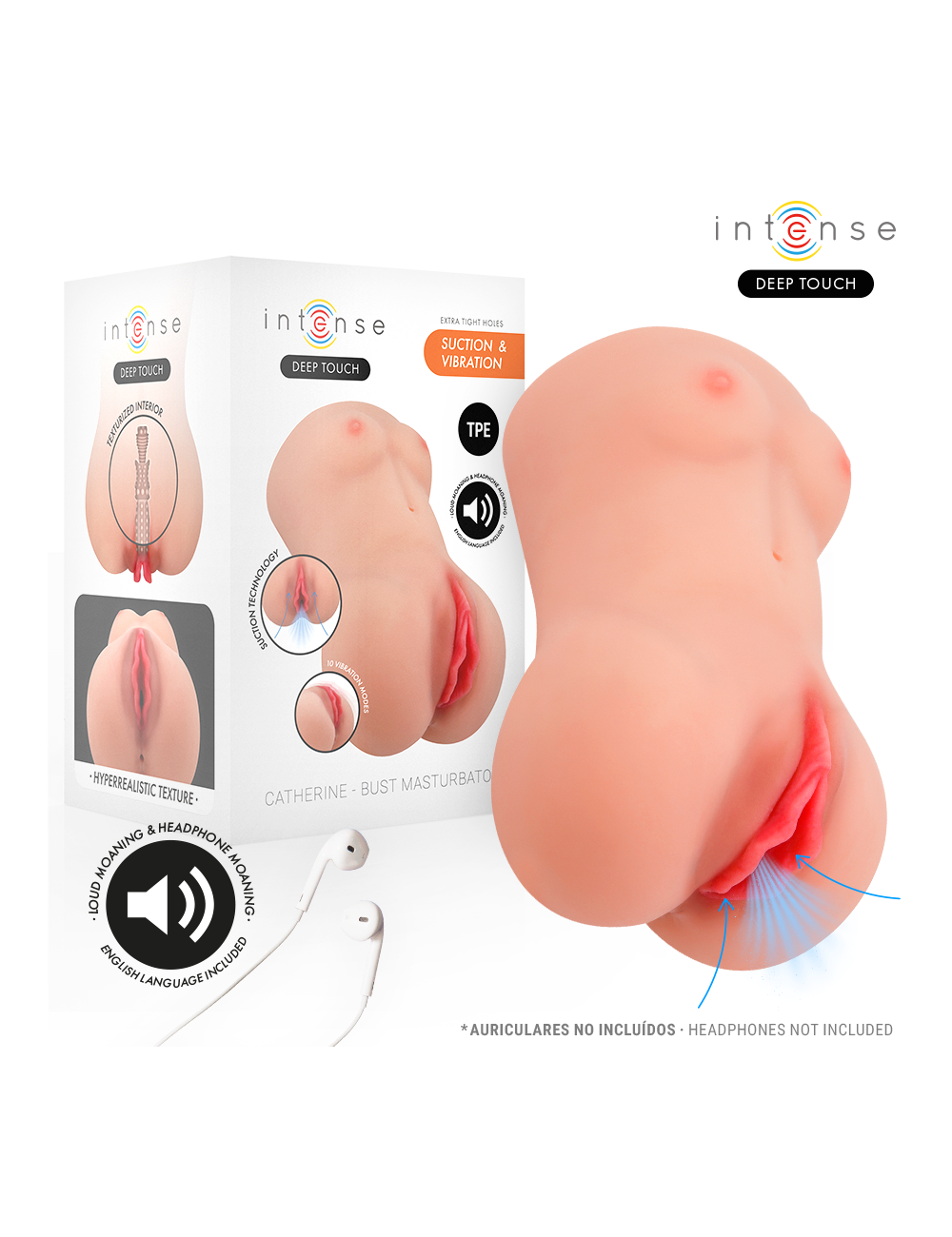 INTENSE DEEP TOUCH - MASTURBADOR VIBRATÓRIO E DE SUCÇÃO CATHERINE COM VOZ