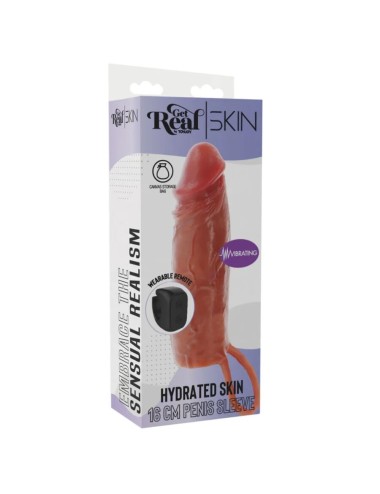 GET REAL - CAPA VIBRATÓRIA DE SILICONE PARA PELE HIDRATADA, CARAMELO, 16 CM