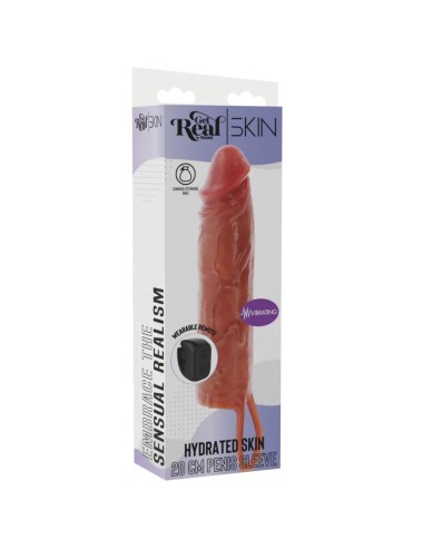 GET REAL - CAPA VIBRATÓRIA DE SILICONE PARA PELE HIDRATADA, CARAMELO, 20 CM
