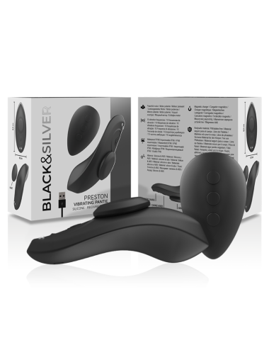 BLACK&SILVER - CALA VIBRADORA DE SILICONE RECARREGVEL PRESTON PRETA