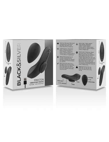 BLACK&SILVER - CALA VIBRADORA DE SILICONE RECARREGVEL PRESTON PRETA