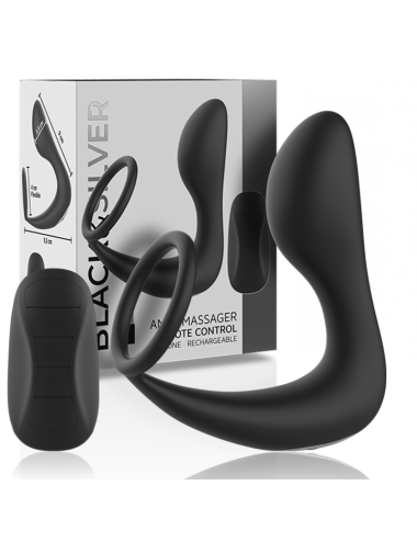 BLACK&SILVER - MASSAGER ANAL COM CONTROLE REMOTO SILICONE RECARREGVEL PRETO