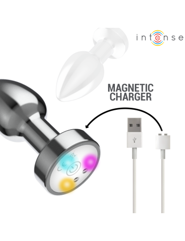 INTENSE - PLUG ANAL DE METAL VIBRANTE COM LUZES LED E CONTROLE REMOTO - TAMANHO S