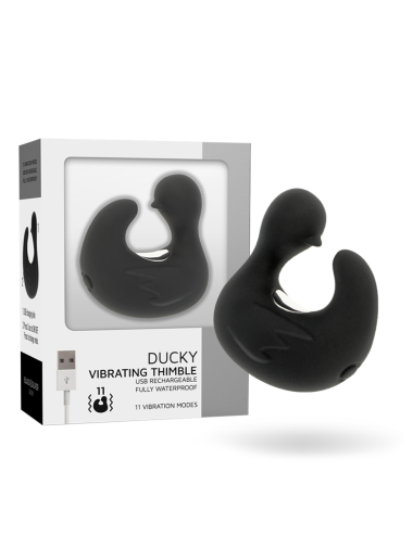 BLACK&SILVER - DEDAL DE PATO ESTIMULANTE DE SILICONE RECARREGÁVEL DUCKYMANIA