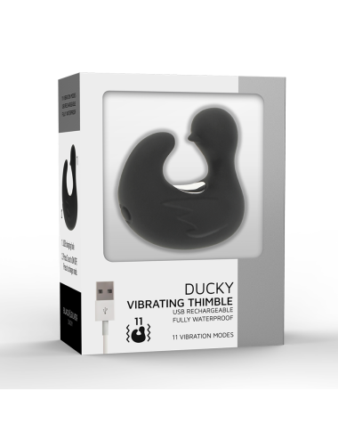 BLACK&SILVER - DEDAL DE PATO ESTIMULANTE DE SILICONE RECARREGÁVEL DUCKYMANIA